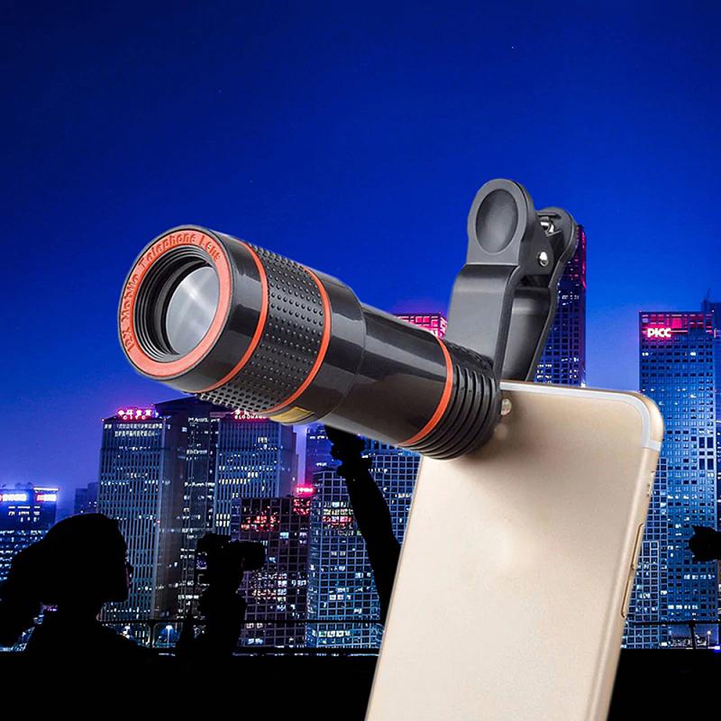 Zoom 12X Mobiele Telefoon Telescoop Camera Lens Hd Telescoop Camera Lens Met Clip Voor Iphone X 8 7 Samsung S8 s9 Xiaomi Universele