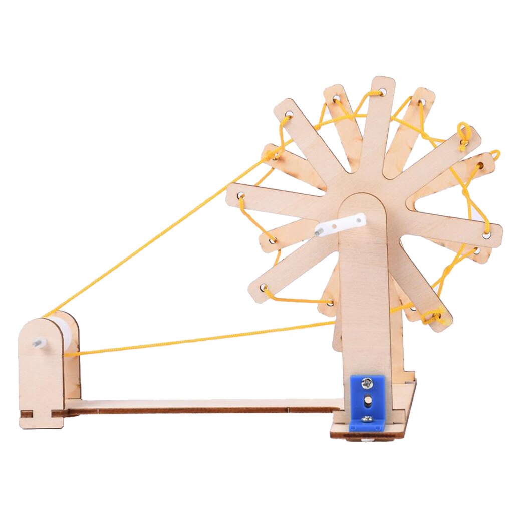 Wooden DIY Coloring Hand-Cranked Spinning Wheel Model Spinning Wheel Toys