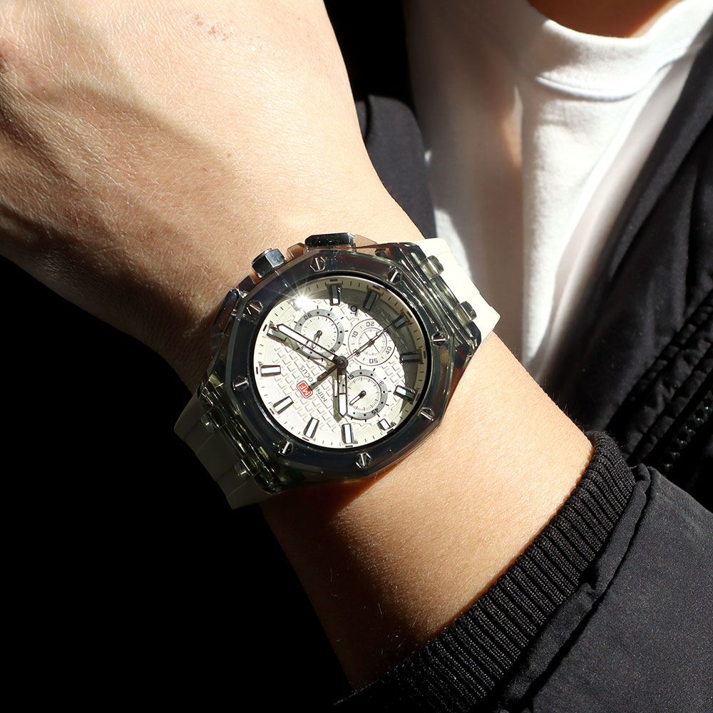 MINI FOCUS Relojes deportivos de cuarzo para hombre con correa de silicona naranja Cronógrafo Reloj de pulsera luminoso resistente al agua con calendario