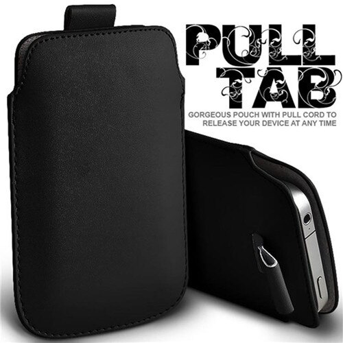 PU Leather Pull Tab Sleeve Pouch For LG K9 / K8 /Aristo2 X210/Zone 4/X2 Phone Cases Bag Universal Full Protection Pouch: Black