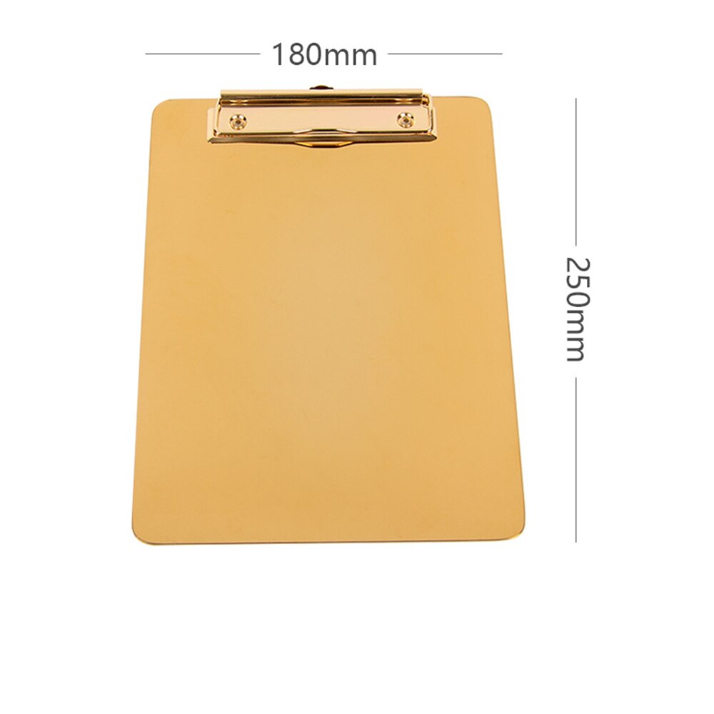 Gold Tone Clipboard for Writing Board Menu Folio Office Profile Clip Hardboard Single Portfolio Stainless Steel Clipboard Binder