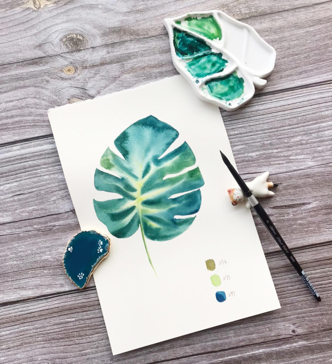 Blad-Vormige Keramische Palet, Aquarel Palet, Te Reinigen, Kunstenaar Schilderij Gereedschap, Verf Lade