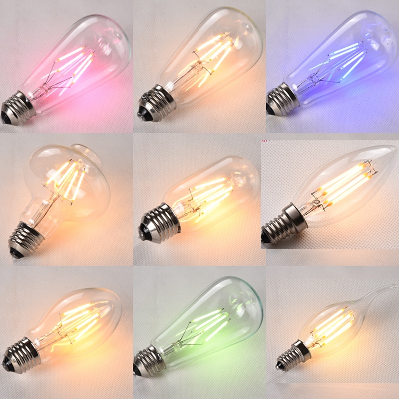 LED gloeidraad gloeilamp E27 schroef retro warme kleur-spaarlamp restaurant kleur decoratieve gloeilamp