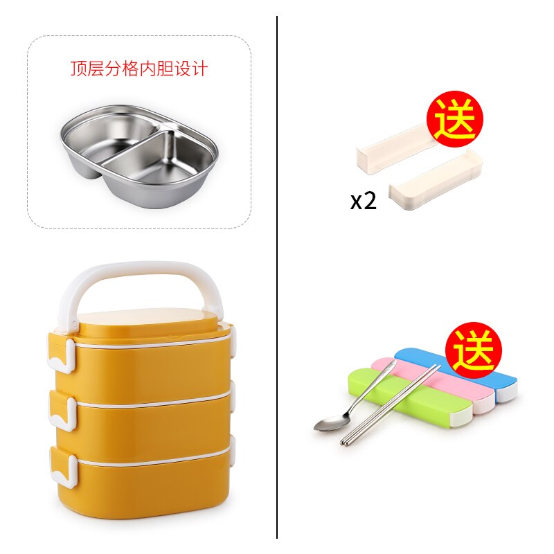 Fiambrera térmica bonita, lonchera multicapa De acero inoxidable, fiambrera portátil Bento, ecológica, fiambrera De Comida AC50LB: Style2