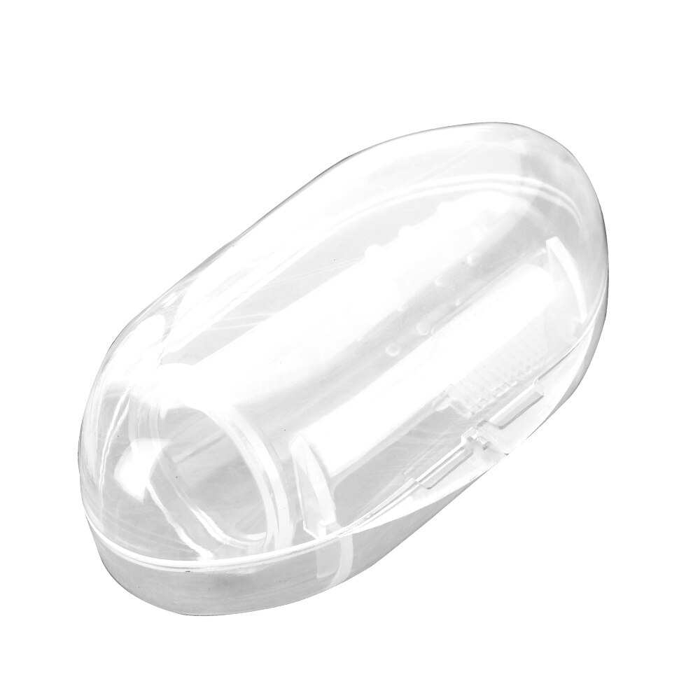 Nova Transparente De Silicone Bebê Dedo Escova De Dentes Oral Massageador + PP De Armazenamento Caso: WHITE