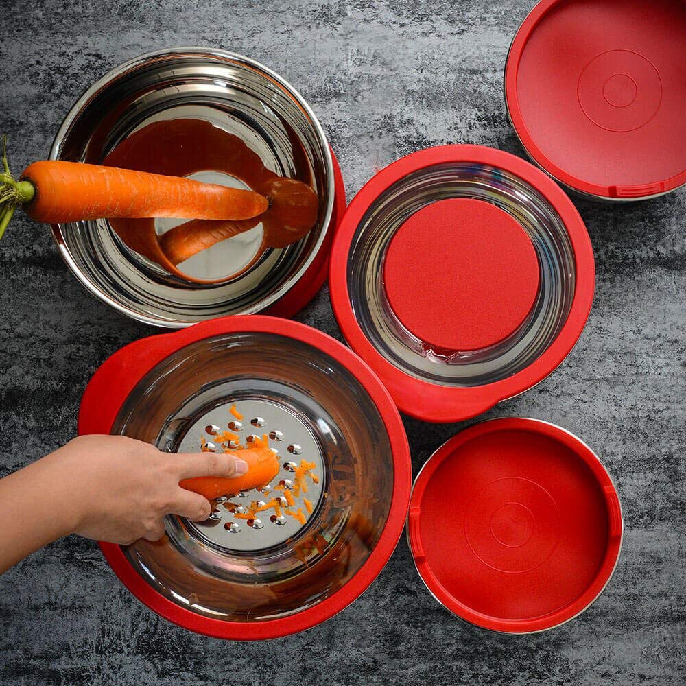 22cm 3500ml Küche Edelstahl Ei Rührgerät Schüssel Gemüse Reibe Obst Salat Mischen Schalen Silikon Griff Nicht-Unterhose Unterseite