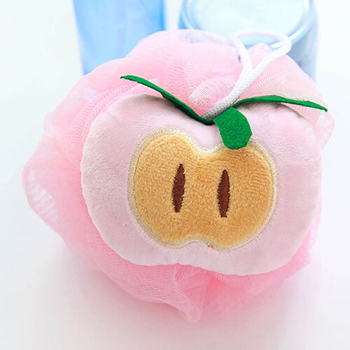 nueva forma de fruta suave baño Puff ducha esponja cuerpo espuma burbuja bola cuerpo Scrub productos de baño: Peach