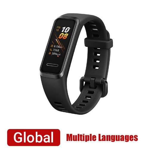 Huawei Band 4 Smart Band Mehrere Sprachen Tracker Smart Uhr Herz Rate Gesundheit Monitor Neue Uhr Gesichter USB stecker Lade: Global Version Black