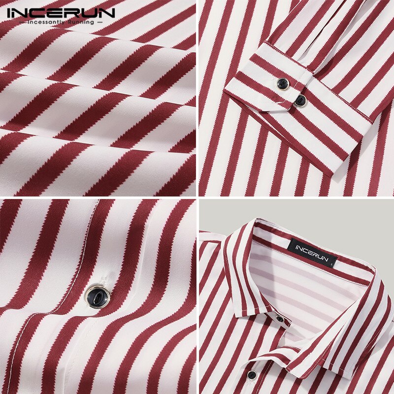 Raidalliset paidat incerun miesten pitkähihainen alaspäin kaulus sosiaalinen camisa fitness puuvilla chemise miesten mekkopaidat s -3xl