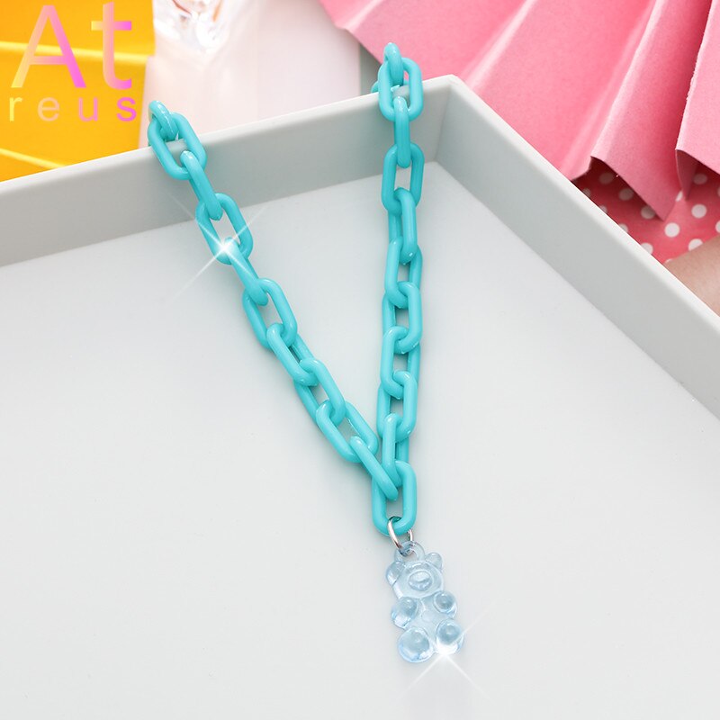 Chic Colorful Daisy Flower Pendant Necklace For Women Cute Resin Square Chain Choker Necklace Jewelry For Girl Spring: XL1924blue