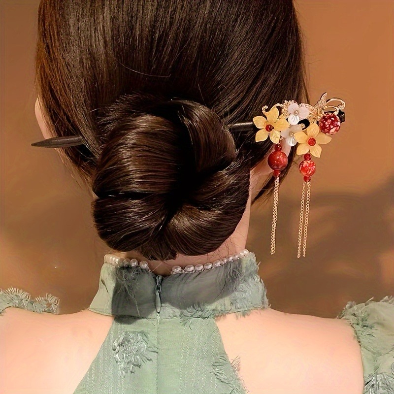 1pc elegante impostato di forcine in legno semplice fascia in tinta unita strumento per avvolgere i capelli accessori per abiti Hanfu accessori per capelli da donna