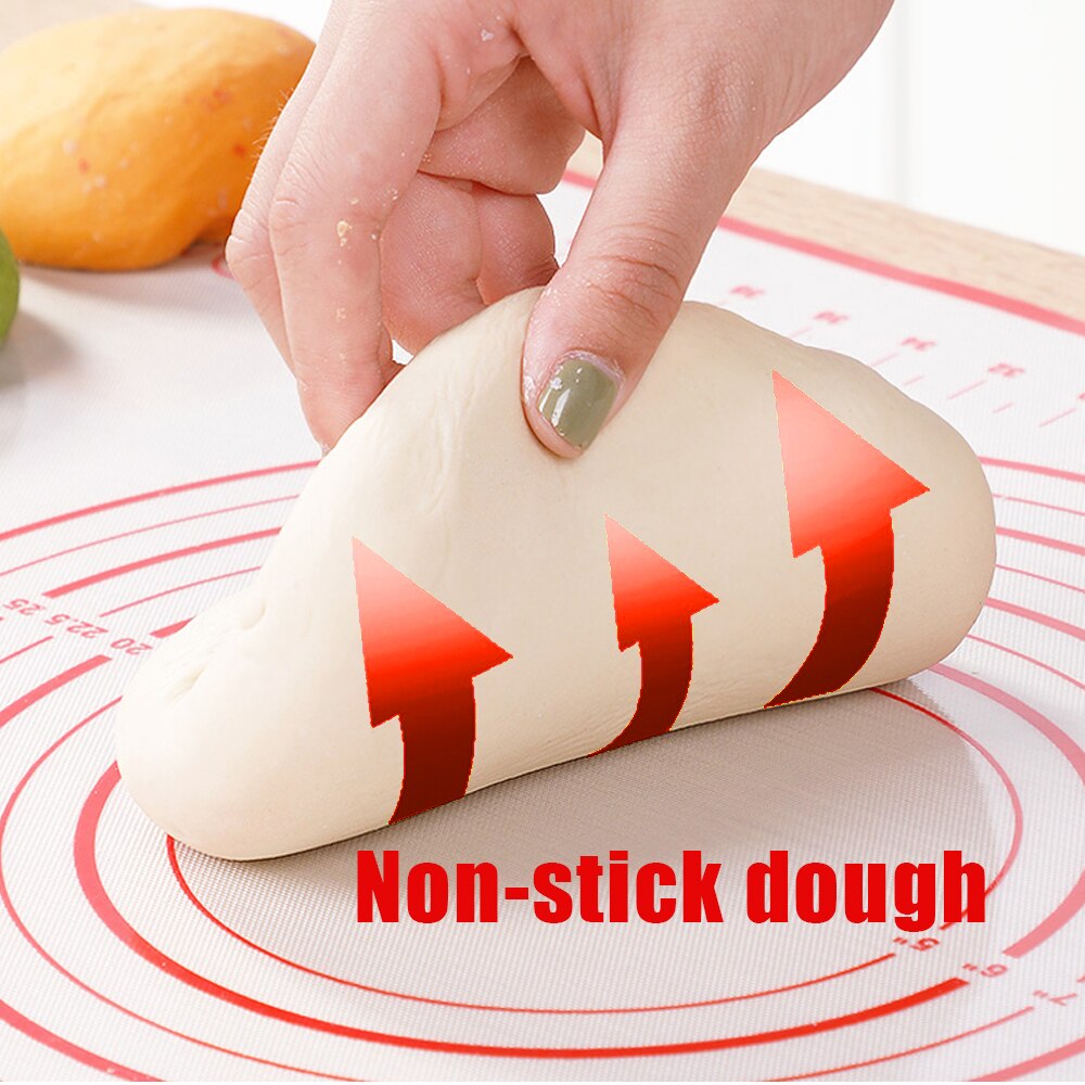 Siliconen bakmat met schaalverdeling, deegrolmat, kneedmat, antiaanbaklaag voor gebak, ovenvoering, bakvorm, bloemrolmat