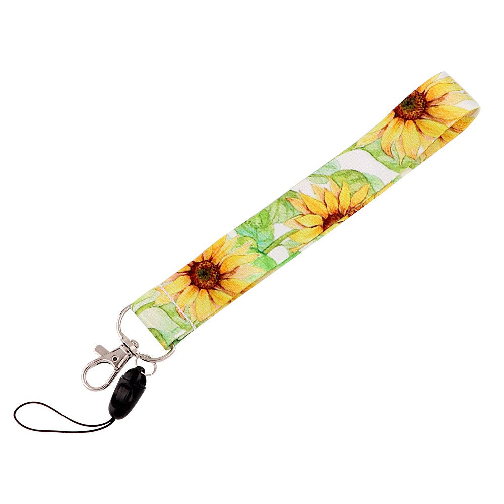 PC3496 Zonnebloemen Hond Poot Monarch Vlinder Schilderen Kunst Sleutelhanger Lanyard Neck Strap Voor Telefoon Keys Id Kaart Korte lanyard