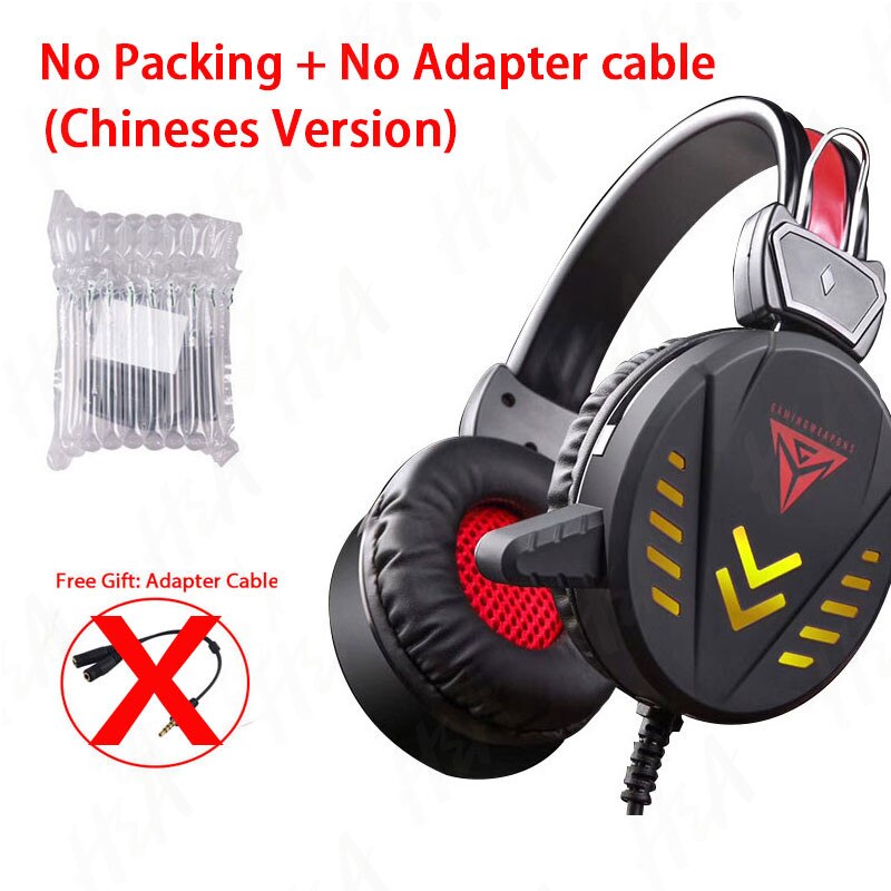 Gaming Headset - 50mm Drivers - LED Light - 3.5mm Jack - Volume Control - Mic - for PC, PS4, Xbox, Laptop: C