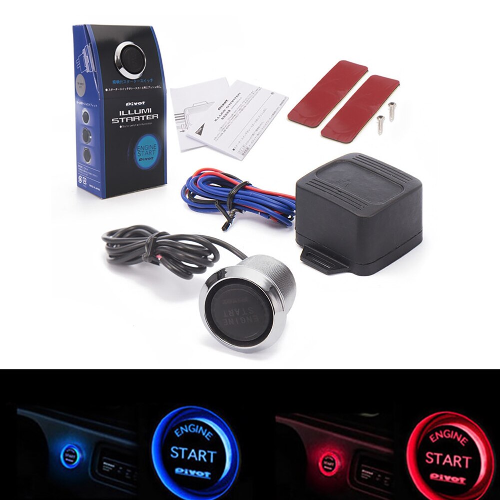 12v auto bil en start stoppknapp motor trykknapp tenningsbryter nøkkelløs oppføring startbil motor startknapp auto del