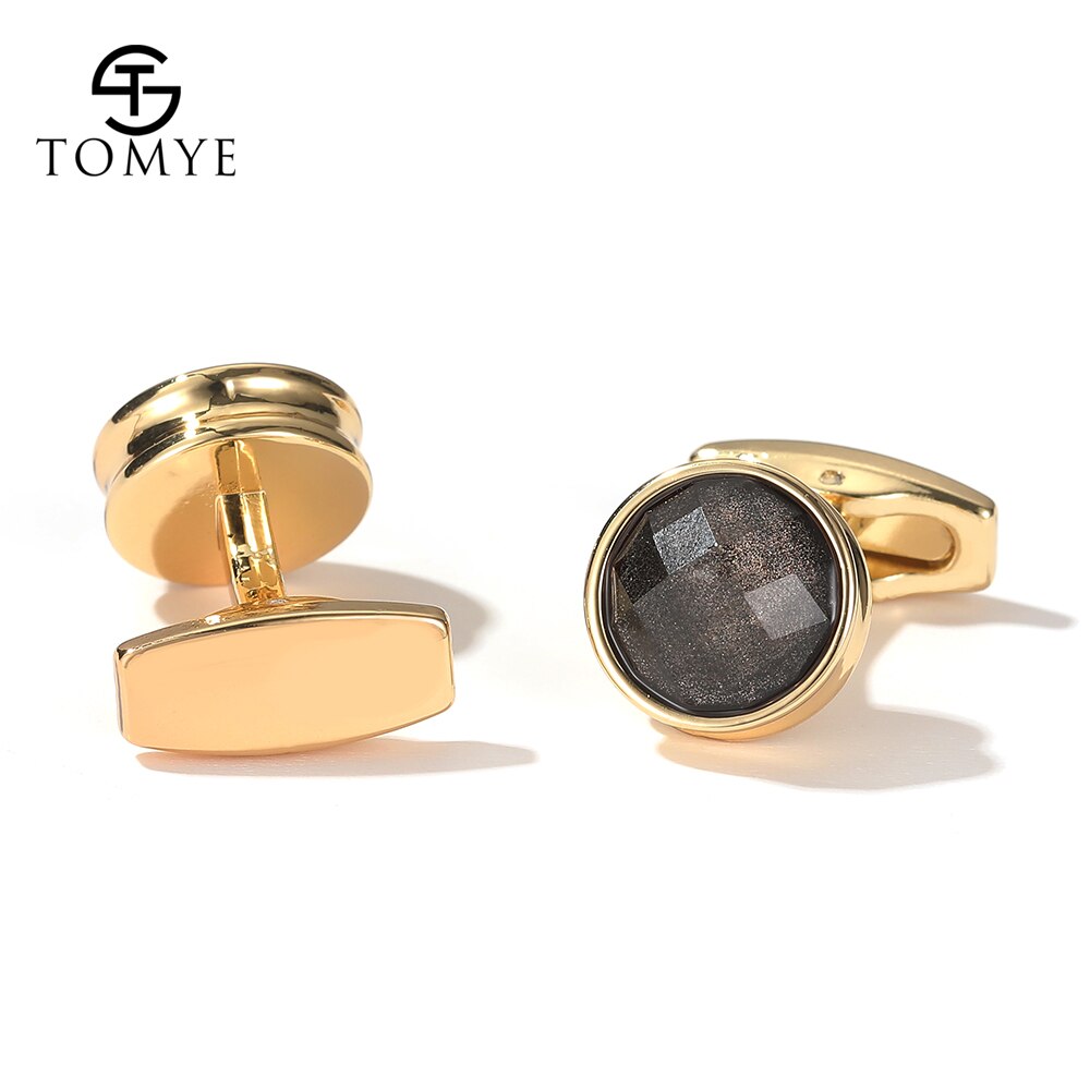 Cufflinks Wedding TOMYE XK20S050 Luxury Round Gold Shirt Cuff Links for Men