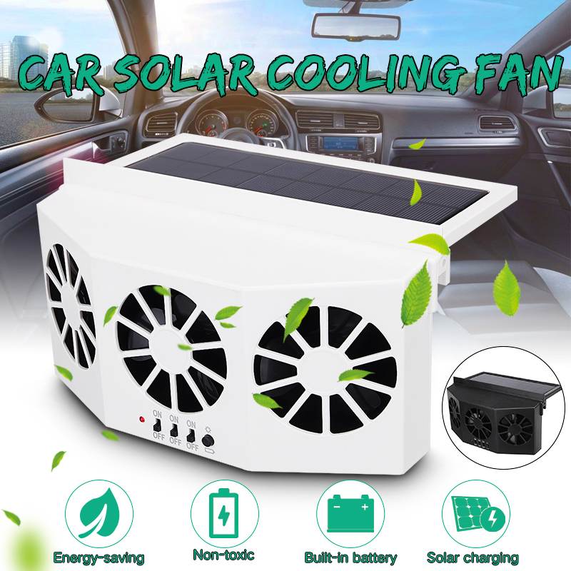 Solar Powered Car Cooler Front/Rear Window Radiator Exhaust Fan Auto Air Vent Fan Ventilation Radiator Cooling System