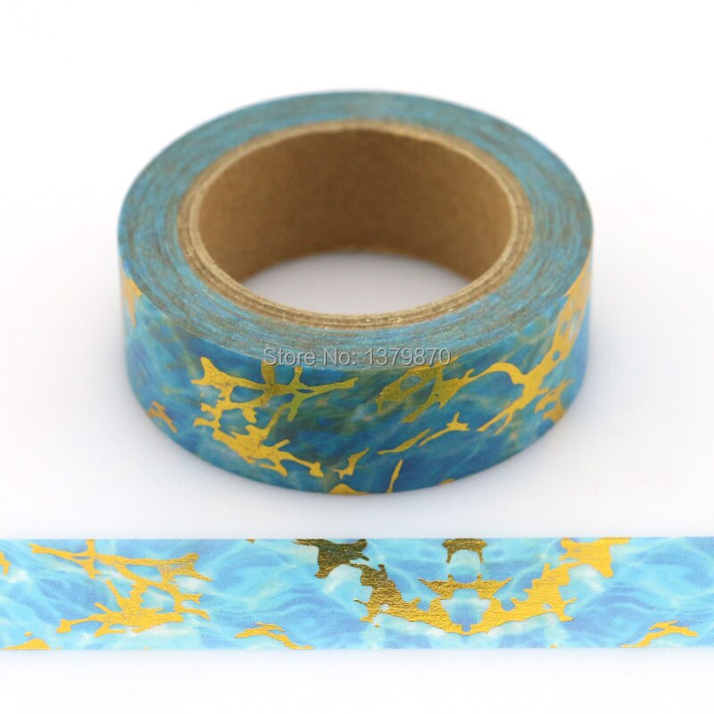 15mm*10M Blue Foil Washi Tape Starlight lightning- Paper Adhesive Tape Golden Sticky Paper Tape Masking Tape