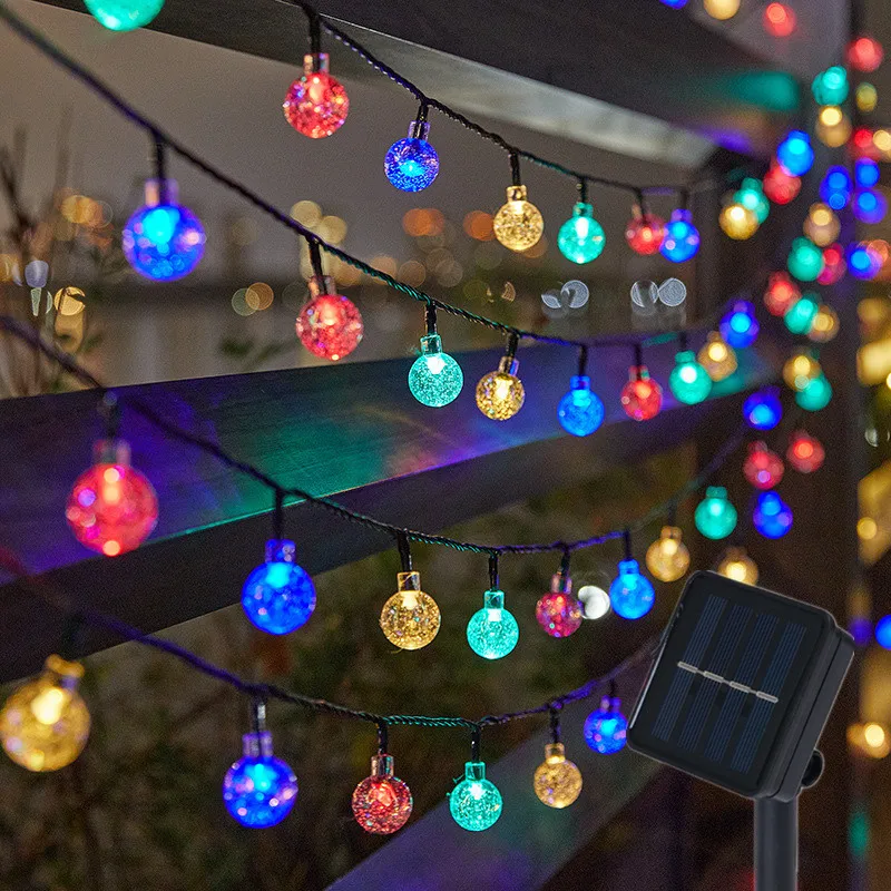 Solar Kristall kugel LED Lichterketten LED Solar Outdoor Licht IP65 Lichterkette Weihnachts girlande für Gartenparty Dekor
