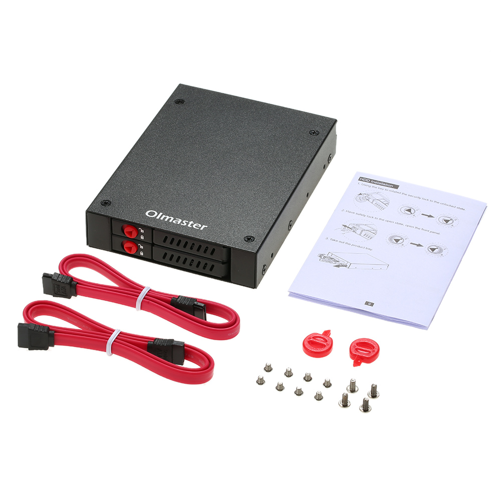 Full Metal 2 Bays Mobiele Rack Met Slot Led Indicator Ondersteuning Swap Voor 2.5 ''Sata Hdd/ ssd Past Pc 3.5 ''Floppy