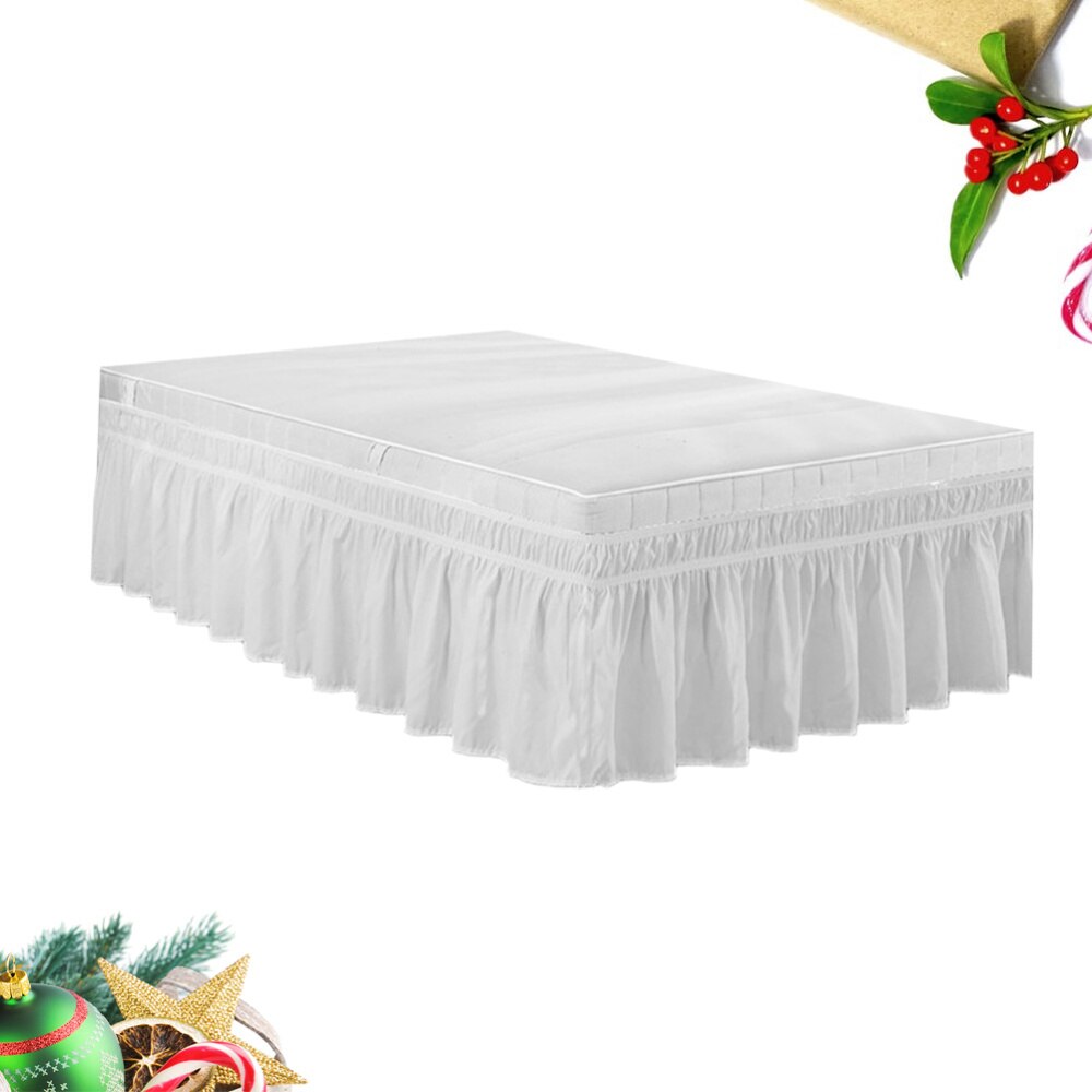 Elastic Dust Ruffle Bed Shirt Polyester Bed Bedding Pleated Skirt for Home Hotel - 100x200cm (White)
