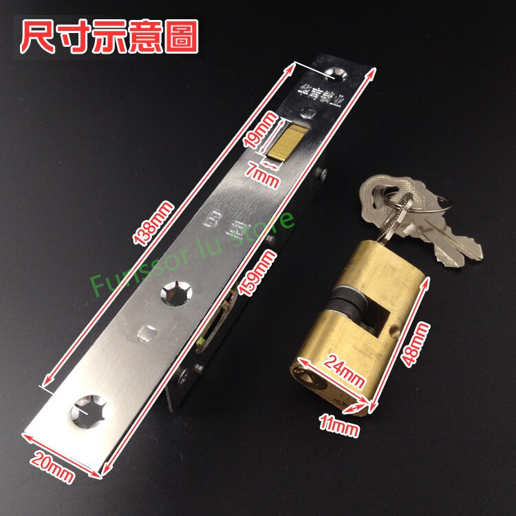 Järnport/skjutdörrs kroklås, kopparkrok, för plastdörr, kopparlåscylinder, starkare