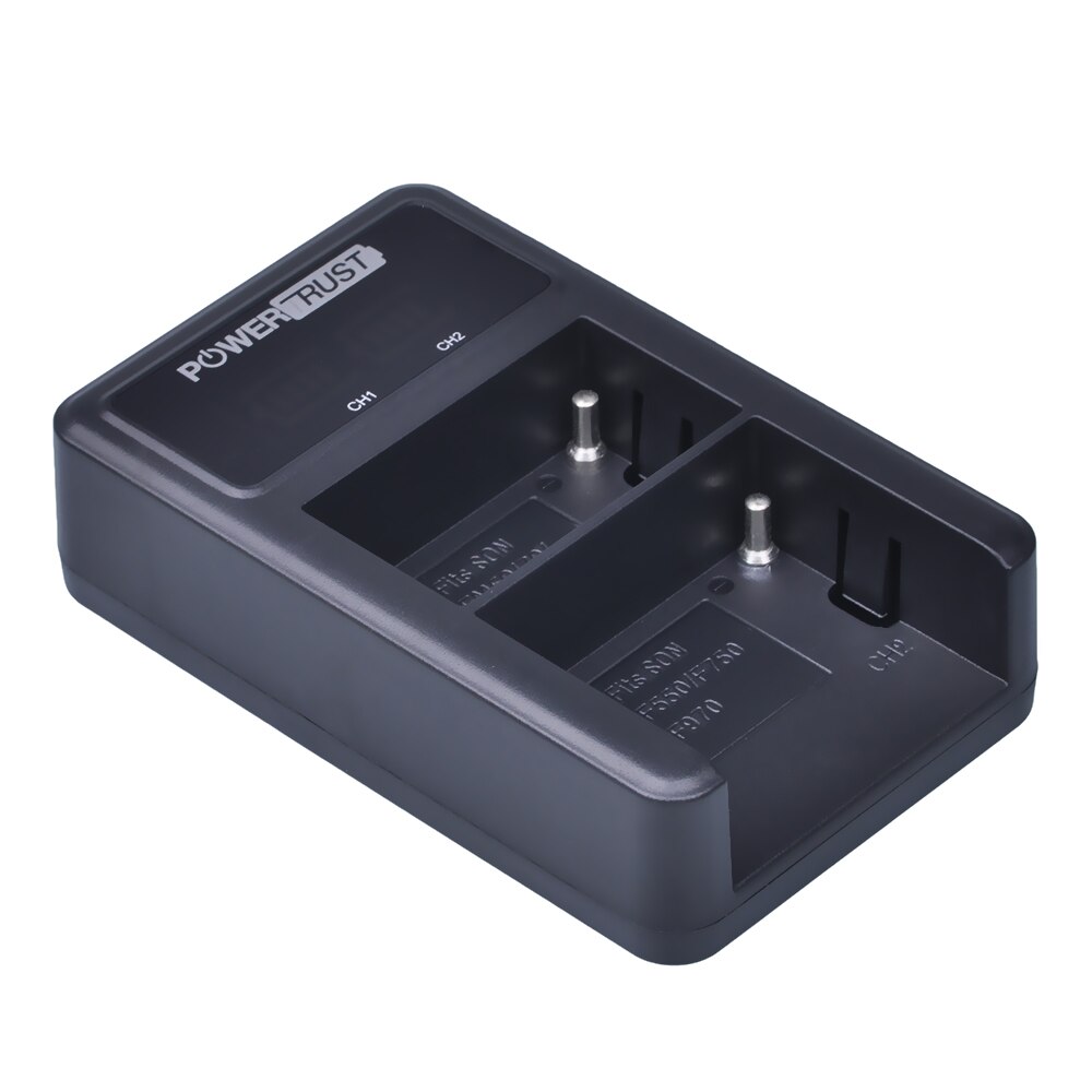 PowerTrust LED Dual USB Ladegerät Für Sony NP-FM50 NP-FM70 NP-FM90 NP-FM500h NP-F550 NP-F570 NP-F750 NP-F770 NP-F960 NP-F970