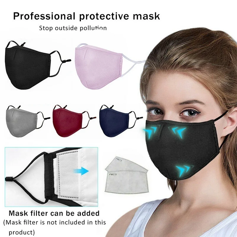 Baumwolle schwarz Maske Mund Gesicht Anti Staub pm2.5 Aktivkohle filter Stoff masken wasch bar wieder verwendbar