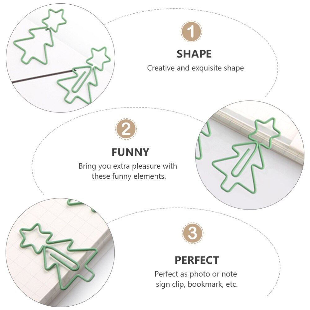 1 Box Metal Paper Clip Cutes Clip Tree Shaped Clip for Man Woman Office Home