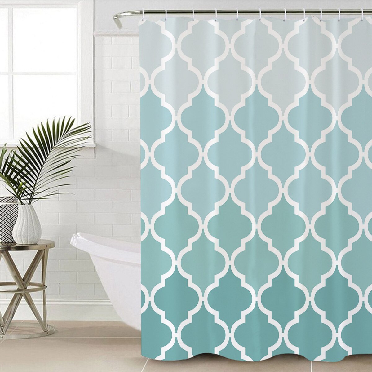 Geometrische Blauw Groen Gradiënt Turquoise Douchegordijn Waterdicht Polyester Douchegordijnen voor Badkamer Decor