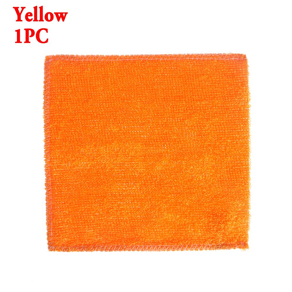1PC Anti-grease Dish Cloth Bamboo Fiber Washing Towel Scouring Pad Kitchen Household Supplies Cleaning Rags Tools 4 Styles: Style 1-Yellow