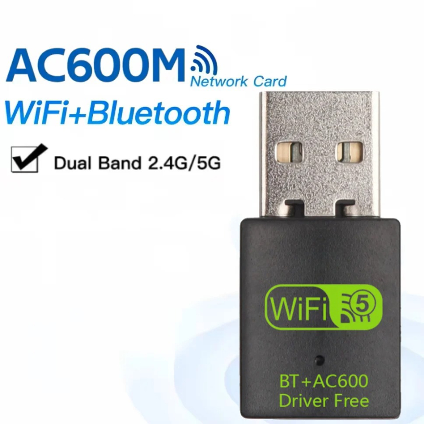 2 IN 1 USB WiFi Bluetooth Adapter 600Mbps Dual Band 5G/2.4G USB Wifi Adapter USB Bluetooth Adapter Wireless Network Card For PC: WHITE