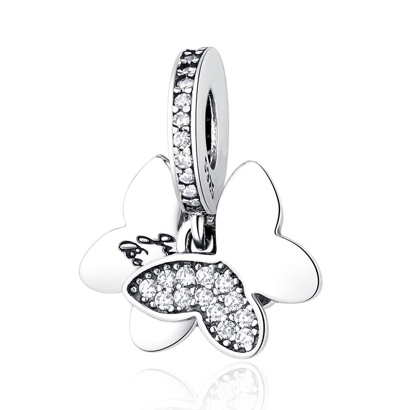 Novo 925 Sterling Silver Bead Rosa Flamingo & Papagaio Colorido Pingente Encantos De Cristal Beads Fit Pulseiras Jóias Originais: butterfly1