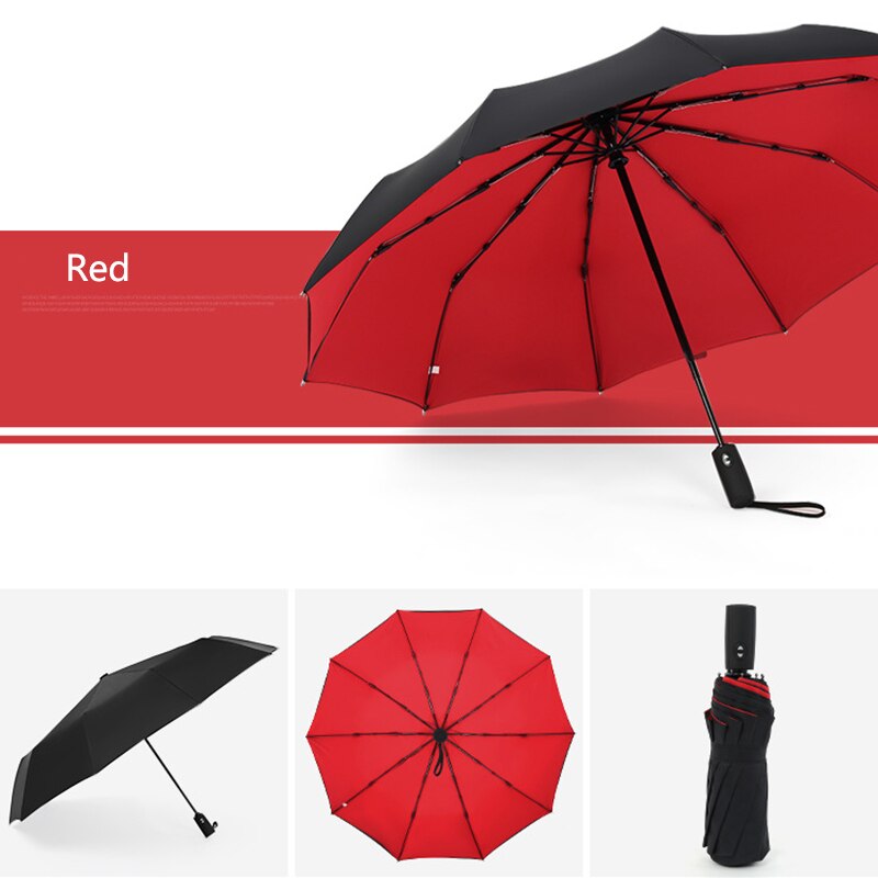 Three Folding Automatic Umbrella Rain Women Auto Luxury Big Windproof Umbrellas academy Men Double layer 10 Ribs Large Parasol