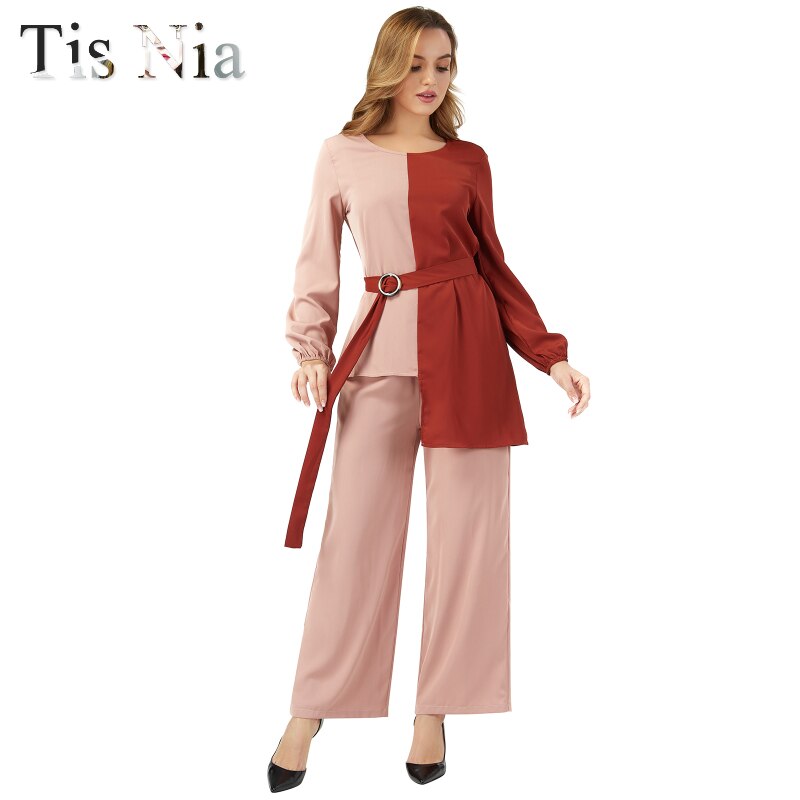 Eid Mubarak Two-Piece Muslim Suit Abaya Turkish Mosaic Color Suit Caftan Kaftans Islamic Clothing Abayas For Women Musulman Ense: M