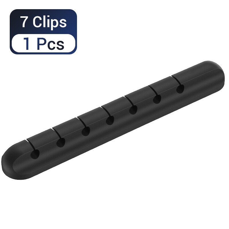 Kabel Houder Siliconen Kabel Organisator Usb Winder Desktop Netjes Management Clips Houder Voor Muis Toetsenbord Oortelefoon Headset: 7 Clips - 1 Pieces