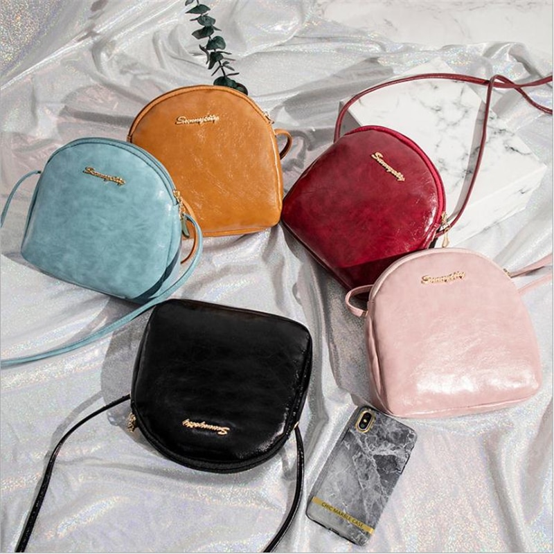 Women Mobile Phone Bag Small Shoulder Messenger Bags For Woman Oil Skin Mini Handbags Square Wax Package Leisure Female Pouches