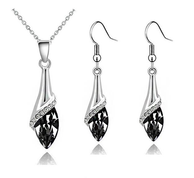 Angel Eye Water Kristallen Hanger Ketting Earring Mode-sieraden Set Brithday Girl Lover Bitheday Zomer Strand: black