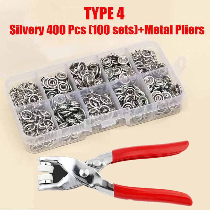 50/100 Metal Prong Snap Button Hollow Press Prong Fastener Studs with Pliers Tool Set Kits for Clothes Garment Sewing Bags Shoes: Black Nickel