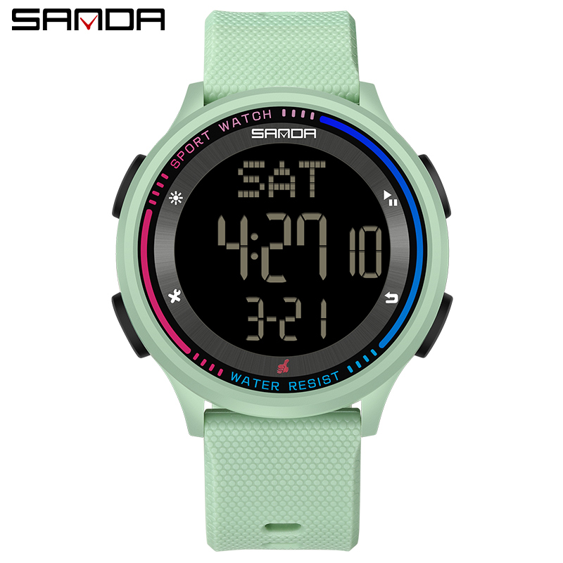 SANDA 6158, Teenager, Studenten, modisch, digitales Uhrwerk, Handuhr, trendig, wasserdicht, draussen-Sportmodus, freundlicher-Armbanduhr: dunkel Braun