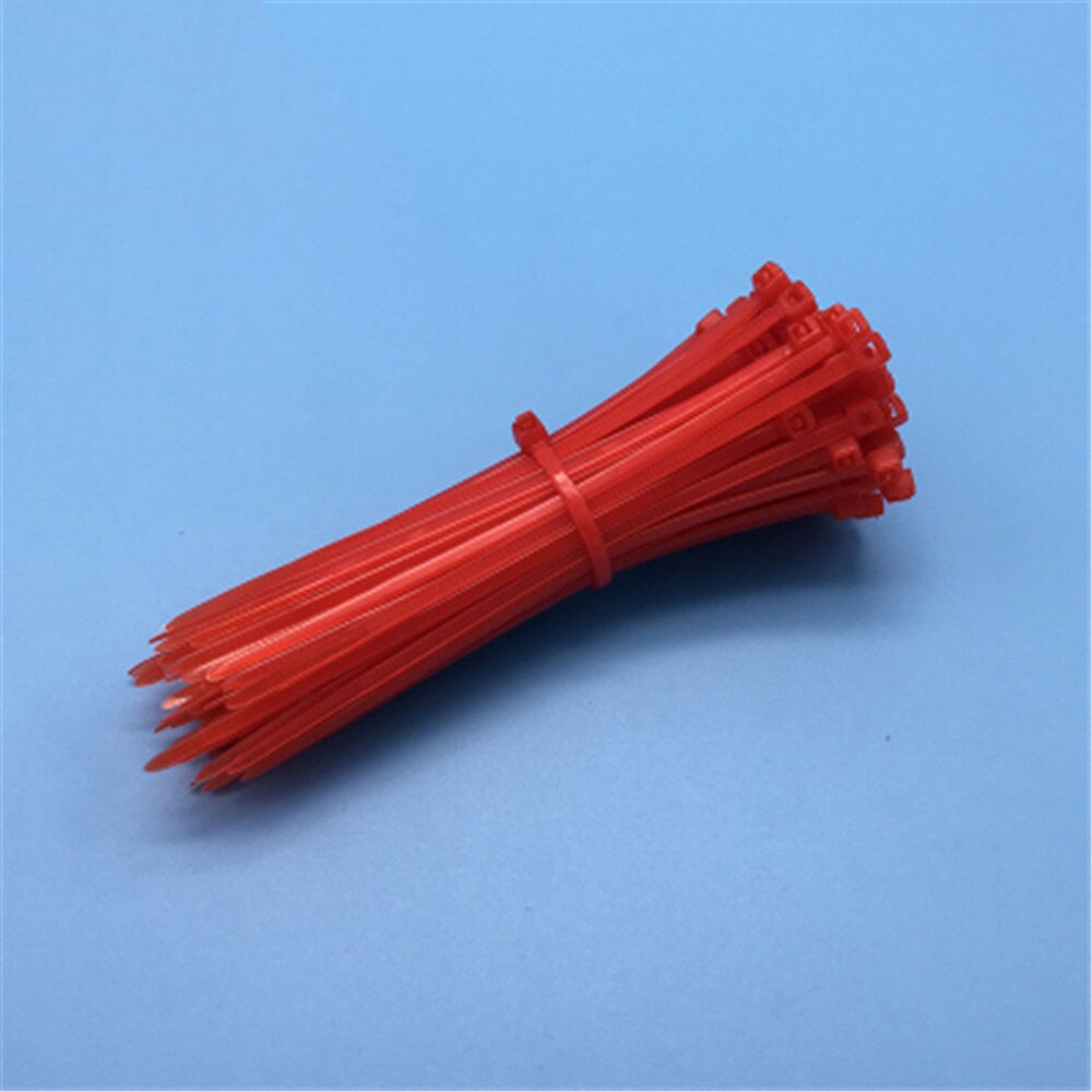 100pcs Solid Color Nylon Cable Ties Self-locking Plastic Zip Tie Cable Winder 2.5mmx100mm Wire Binding Wrap Straps Line Fixer: Red