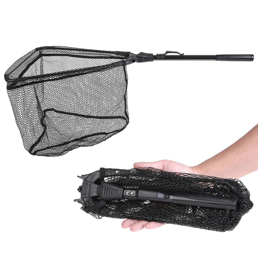 Folding Fishing Brail Net Telescopic Collapsible Rhombus Single Section Triangle Dip Landing Pole Scoop Net Tool For Fly Fishing