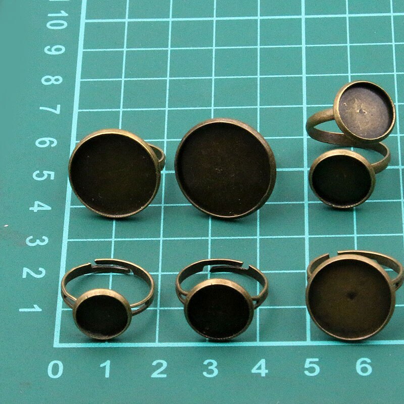 10Pcs/lot 6 Style Simple 10-20mm Adjustable Ring Bases Round Cabochon Blank DIY Rings Women Jewelry For Party
