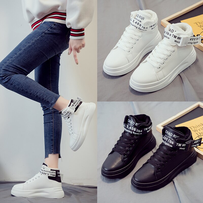 Dames casual schoenen rubber warme trend sneakers loafers winter zapatos mujer damesschoenen wit