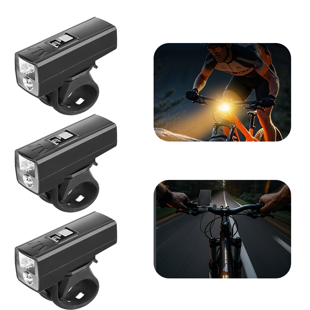 Fietskoplamp met siliconen pad Markeer LED-licht Digitaal display Lichtgewicht fietsverlichting voor reisfietsaccessoires