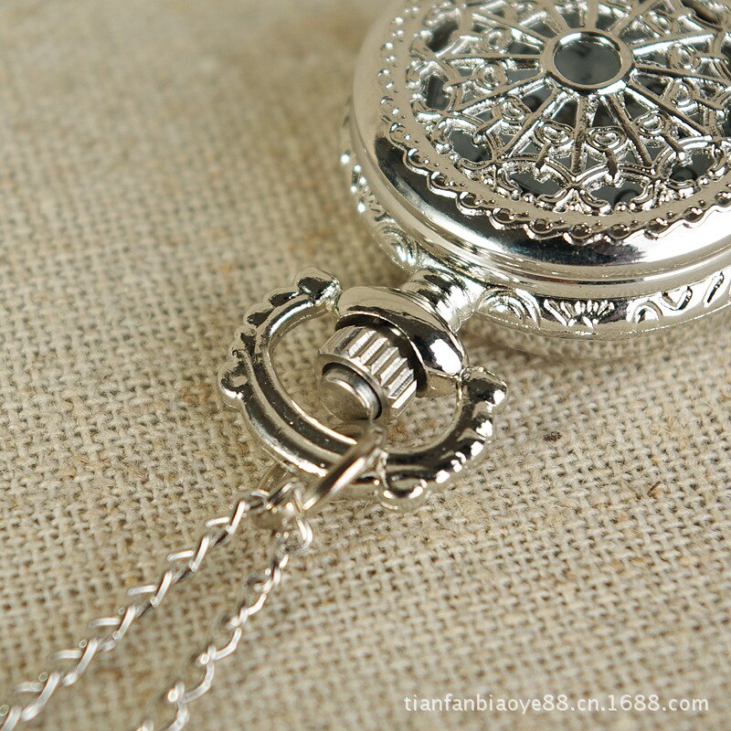 6009Small spider web pocket watch hollow silver back pattern personality pocket watch tide female pocket watch