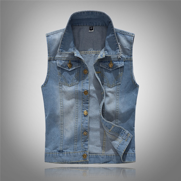 Denim vest herre slim fit ærmeløs jakke frakke herre denim vest blå plus size chaleco gilet herre jean veste homme 4xl 5xl