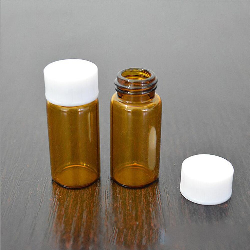 Os frascos de vidro pequenos do âmbar transparente claro de 50 pces 3ml engarrafa recipientes de garrafa do reagente do laboratório da amostra de brown com tampão de parafuso: White cap brown vial