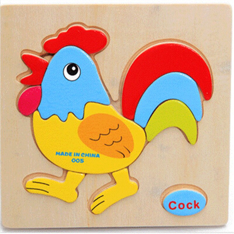 holz 3D Puzzle Puzzle Holz Spielzeug Für Kinder Cartoon Tier Puzzles Intelligenz Kinder Kinder Pädagogisches Spielzeug: Cock