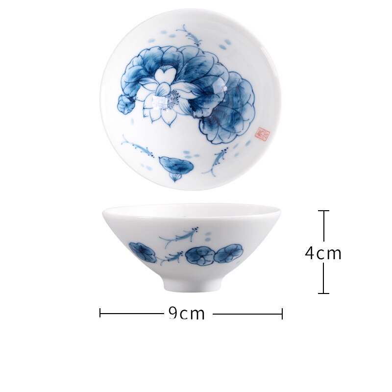 2 Teile/satz Chinesische Hand Bemalt Keramik Teetasse Haushalt Meister Tee Schüssel Einzigen Tasse Getränk Handgemachte Tee-einstellen Kegel Teetassen: J